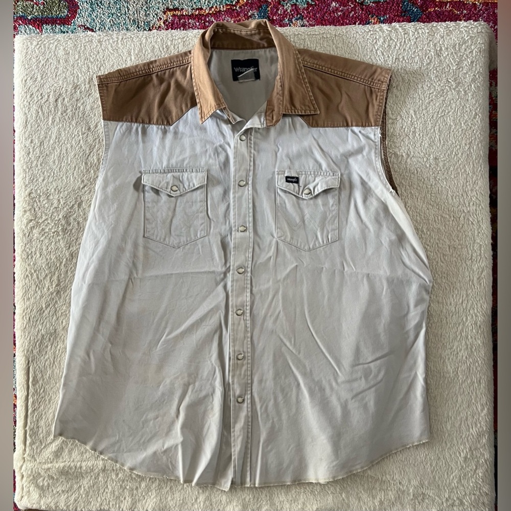 Vintage Wrangler Cut Off Snap Button Up